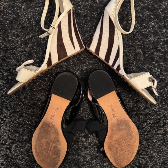 Tod's High Wedge + Taryn Rose Flat = 2x Sandals -  Sz 8.5 - Picture 2 of 2